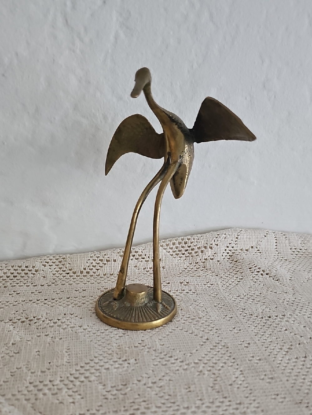 Vintage Brass Heron Crane Sculpture